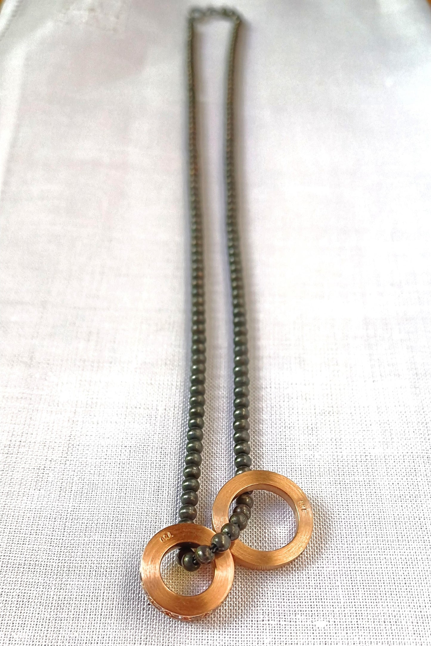 2 Solix de Oro rojo 18K y cadena de plata 925