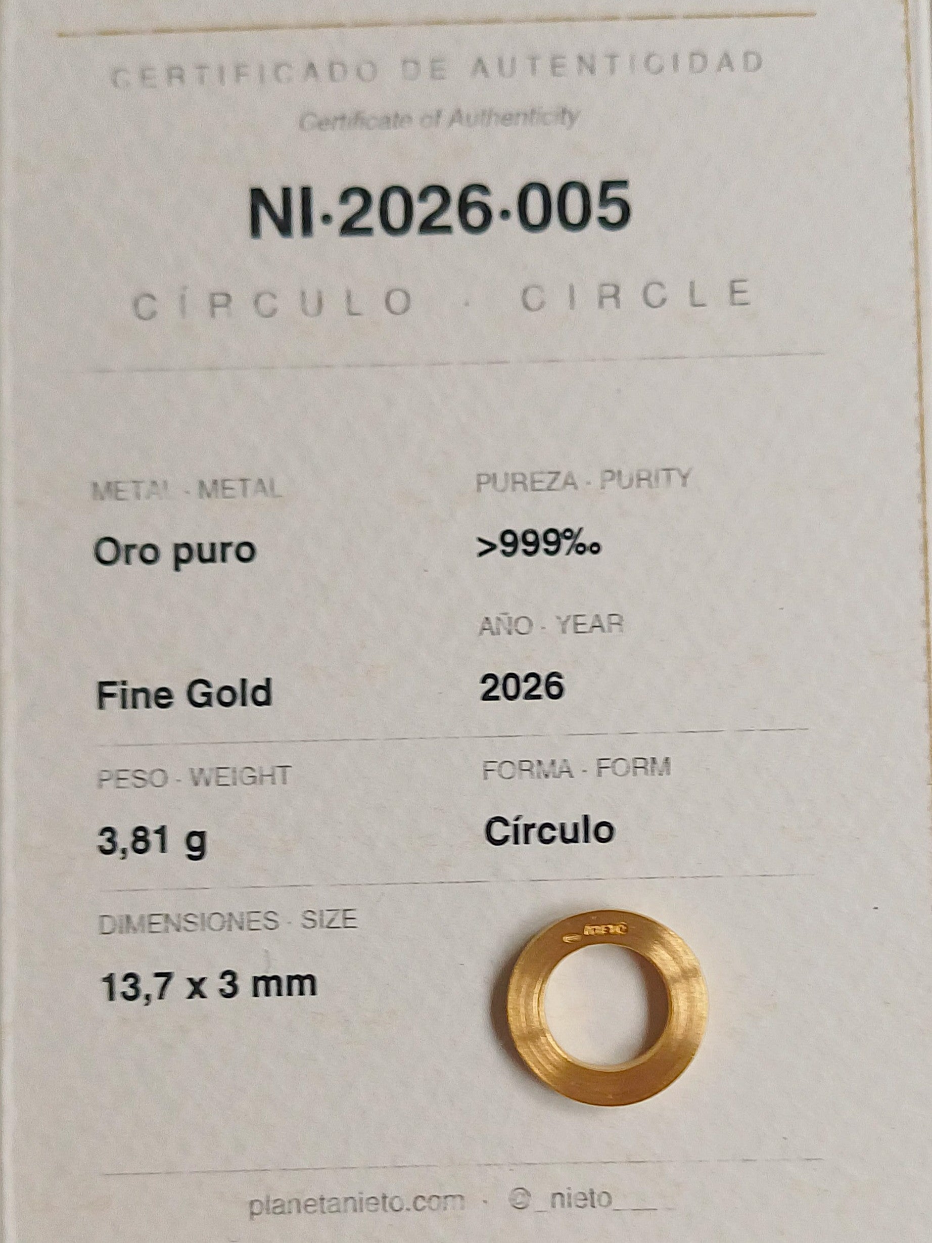 Circulo de Oro puro 999.9