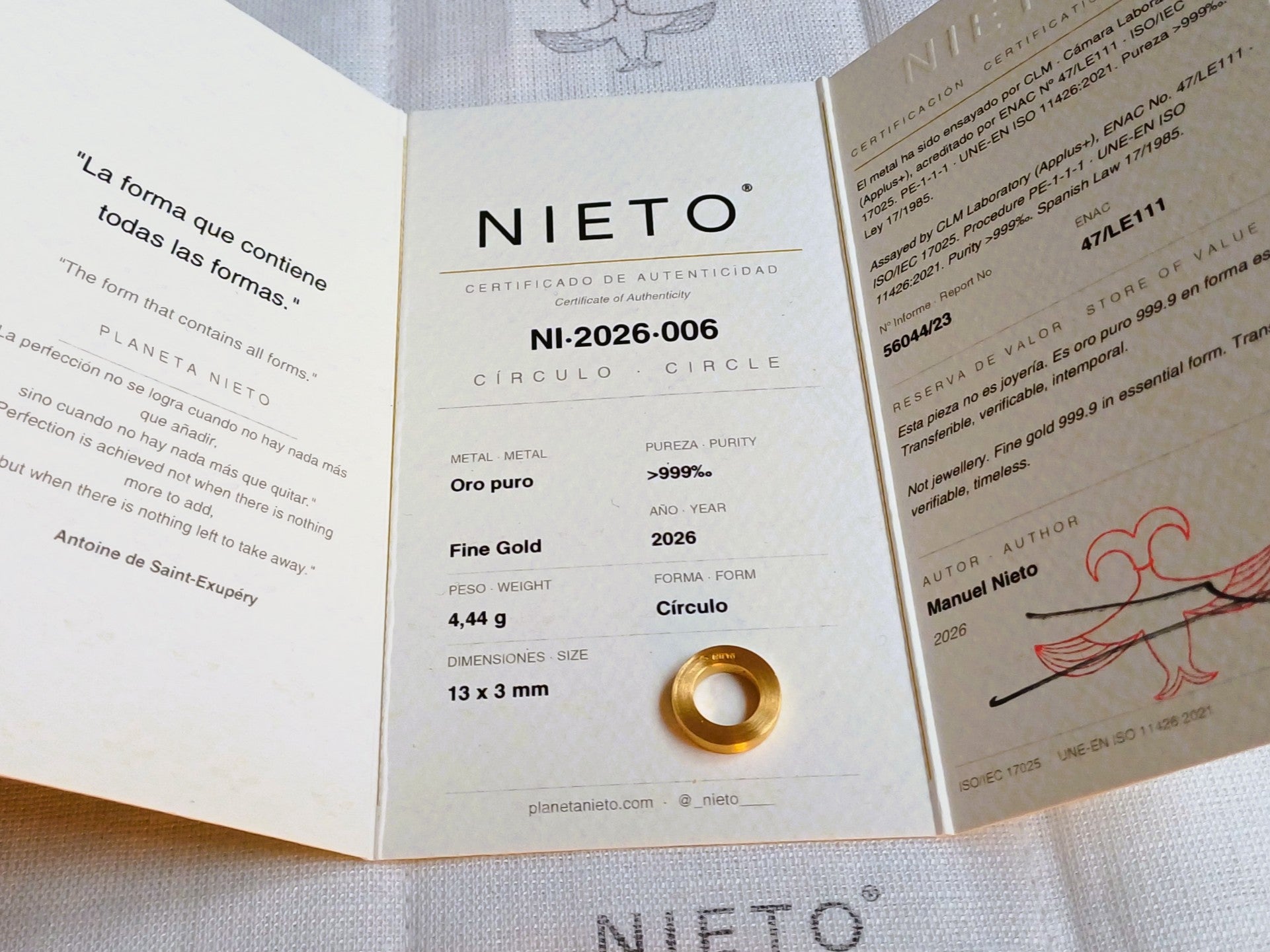Circulo oro puro 999.9
